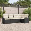 vidaXL 5-piece Garden Sofa Set with Black Poly Rattan Cushions 3354366