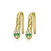 S925 Silver Fashion Origami Crane Snake Earrings Thick Zircon Cross Ear Studs DIY Gift for Women
