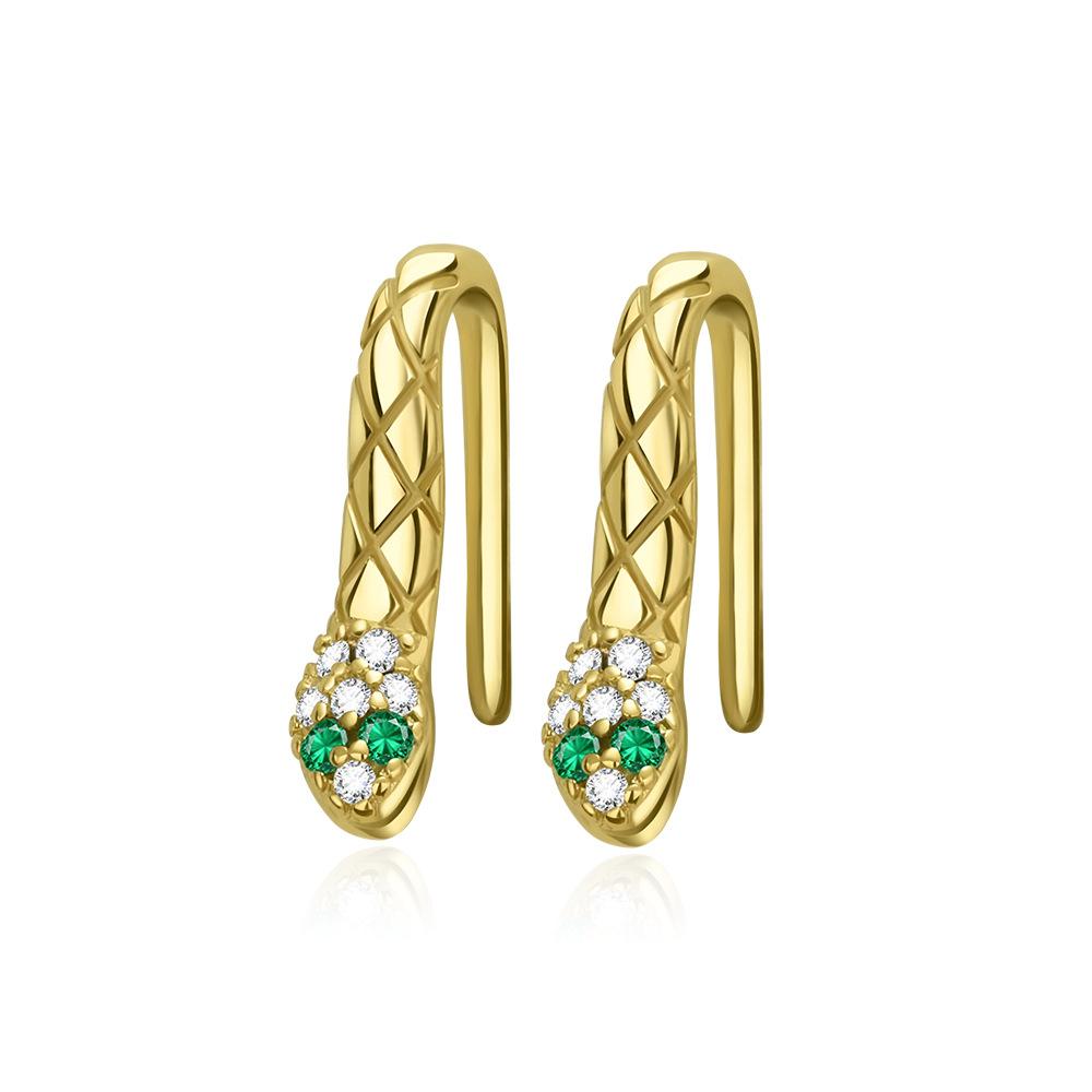 S925 Silver Fashion Origami Crane Snake Earrings Thick Zircon Cross Ear Studs DIY Gift for Women