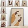 Empowering Abstract Woman Hand Art Print Minimalist Feminine Power Poster Black Arm Fingers Canvas Painting for Apartment Home