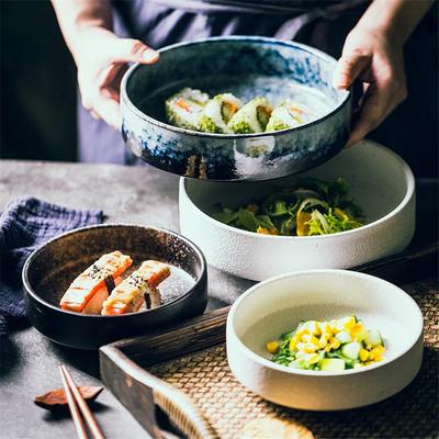 Japanese Creative Ceramic Bowl Salad Thick Soup Bowl Stewed Soup Restaurant Fashion Dishes Deep Fruit Bowl Plate Dishes