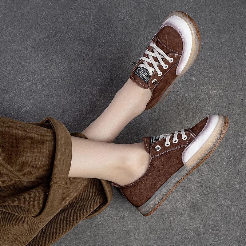 Fashion GKTINOO Women Casual Shoes Fashion Breathable Genuine Leather Shoes Sneakers Lace Up Women Flat Shoes Female Footwear
