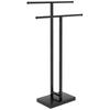 Freestanding 2-Tier Metal Towel Rack for the Bathroom, Dim. 50W X 18.5D X 85H Cm, Black