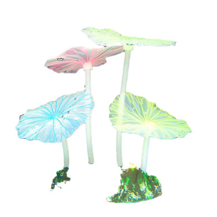 Luminous Aquarium Decorations: Fluorescent Water Plants with Soft Lotus Leaves & Mushrooms.