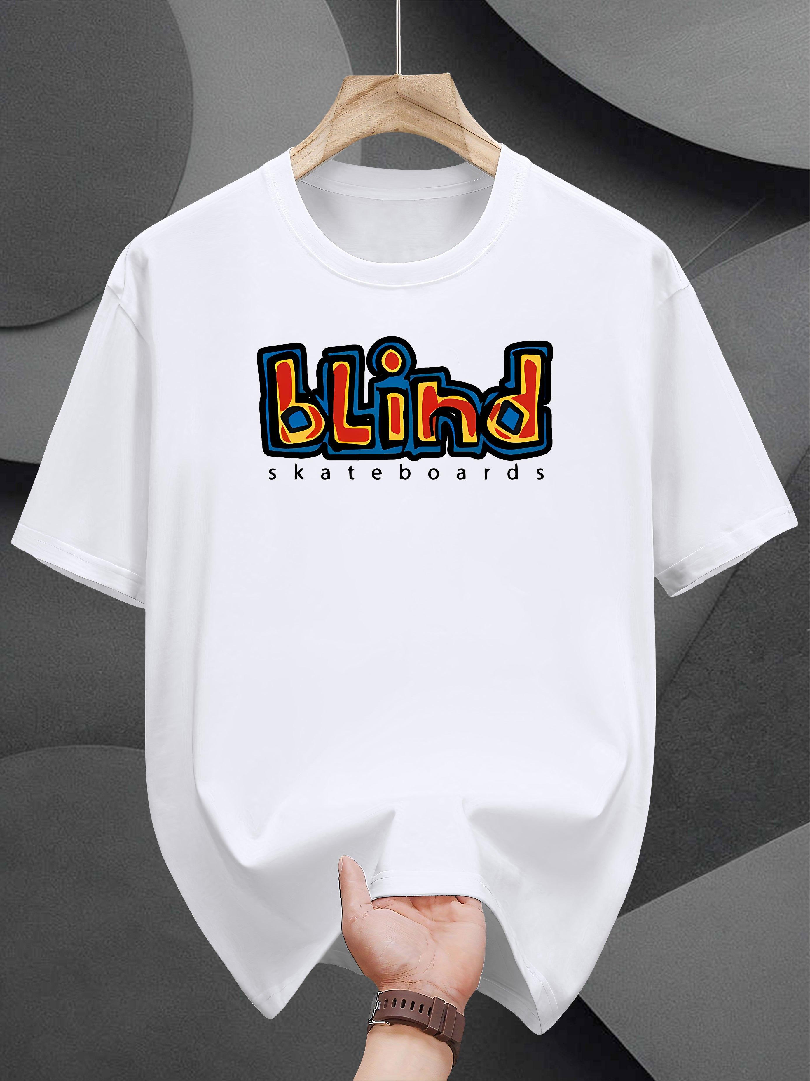 Casual Cotton T-shirt with  Blind Skateboards  Graphic Print - Short Sleeve L
