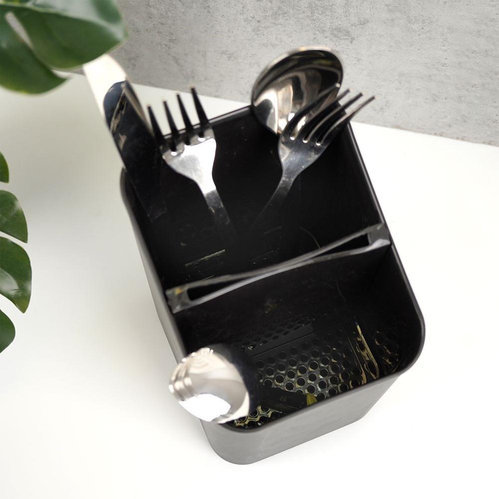 Container Drainer for Cutlery Knives Kitchen Utensils Basket Stand Black