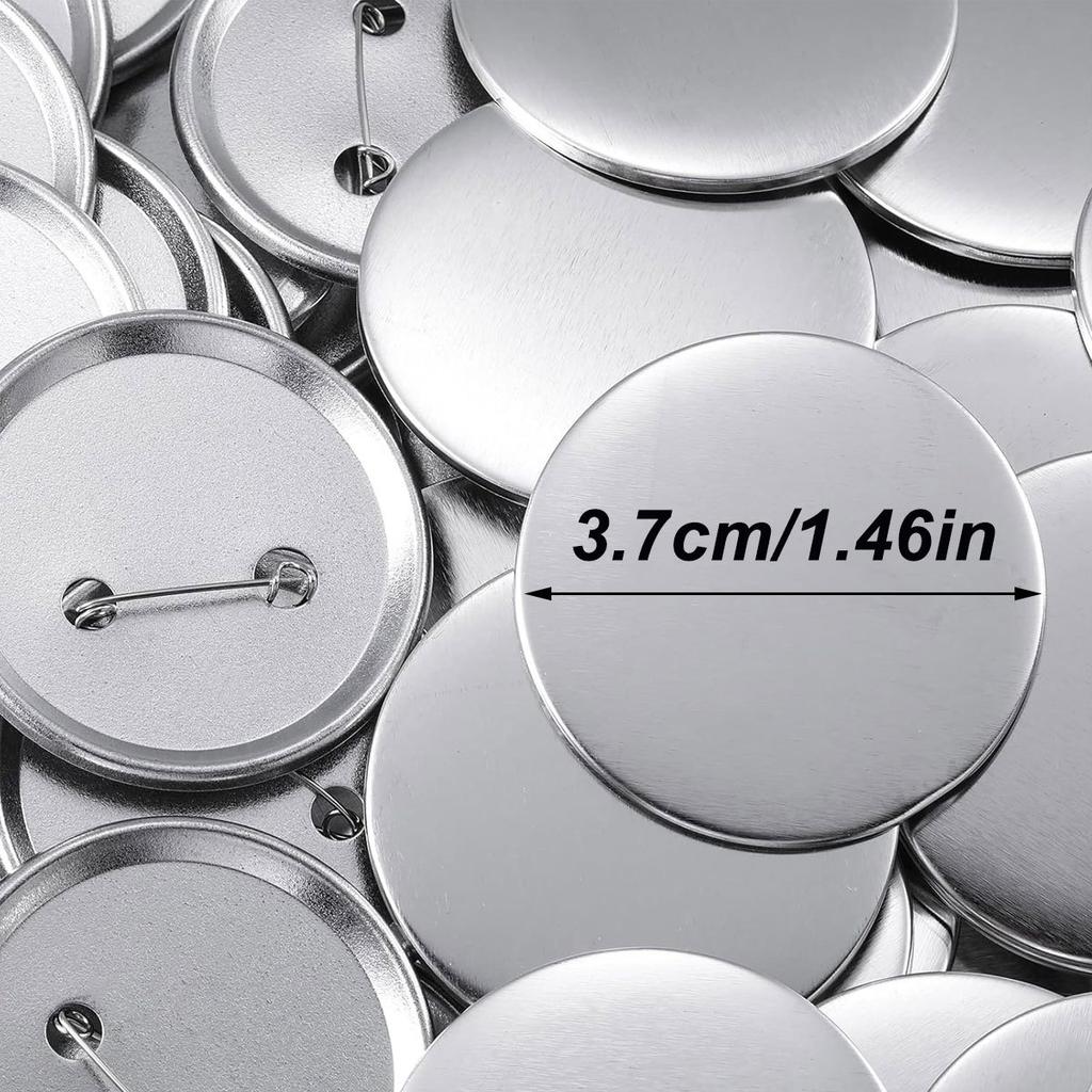 20Set 3.7cm/1.46in Round Button Parts Kit - Tinplate Tops & Plastic Clips with Film for DIY Button Maker Machine, ZSY