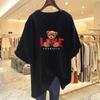 Women's Summer Bear Print Cotton T-Shirt - Korean Style, Loose Fit, Short Sleeve