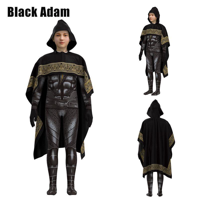 Adam Black Cosplay Costume Hooded Cloak Jumpsuit Set Halloween Adult Kids Mens