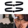 Crystal Round Love Heart Black Velvet- Collar Necklace Vintage Rhinestones Choker Punk Clavicle Chain Gift for Women