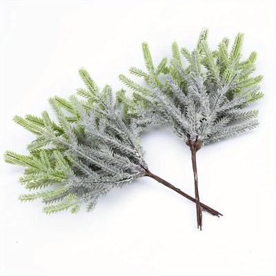 12 Pcs/2 Bundles Artificial Plants Fake Pine Vases Christmas Decorations for Home Wedding DIY Gifts Box Wreath Scrapbooking Plastic Flowers