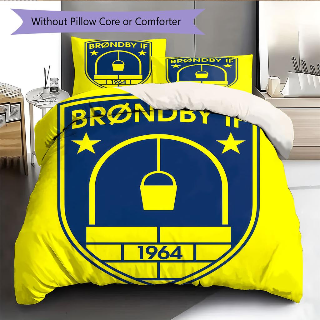 Brøndby IF Bedding Quilt Set Quilt Cover Pillowcase Home Decoration Birthday Gift (1 * Duvet Cover + 2 * Pillowcase, Without Core)