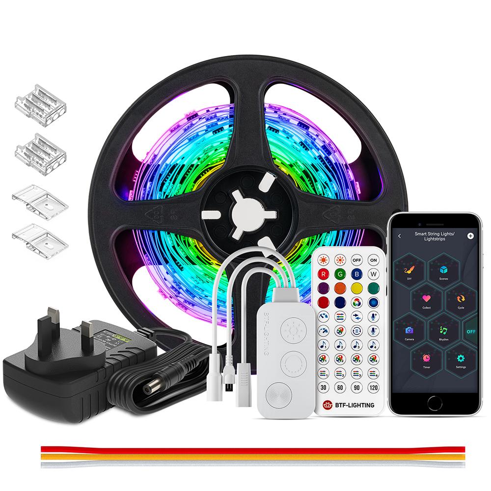 

BTF 24V LED Light Strip Kits Bluetooth Mesh Music Dreamcolor Lights WS2811 WS2812B RGBIC Addressable Tape Bedroom Party Kitchen