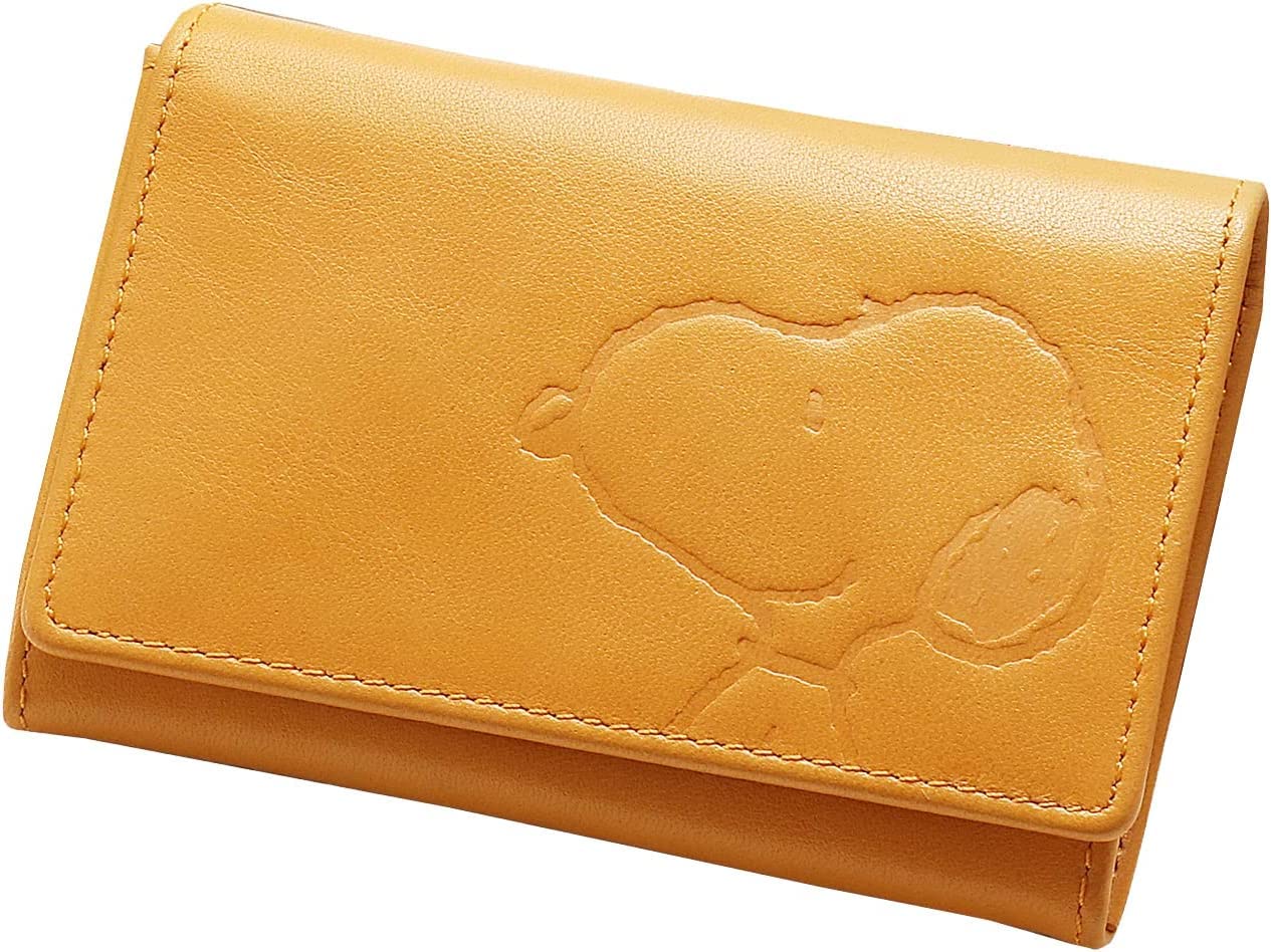 

Business card holder for genuine Italian leather card case [SNOOPY] women, men, leather, (orange) [product]