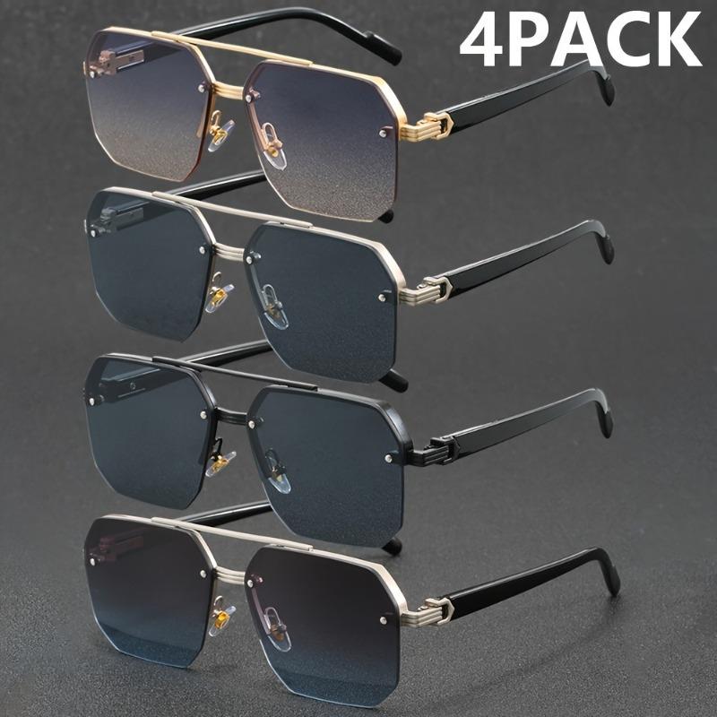 4PACK Men's and Women's Metal Half Frame Fashion Glasses Couple Party Casual Glasses Lover Gift Christmas Gift