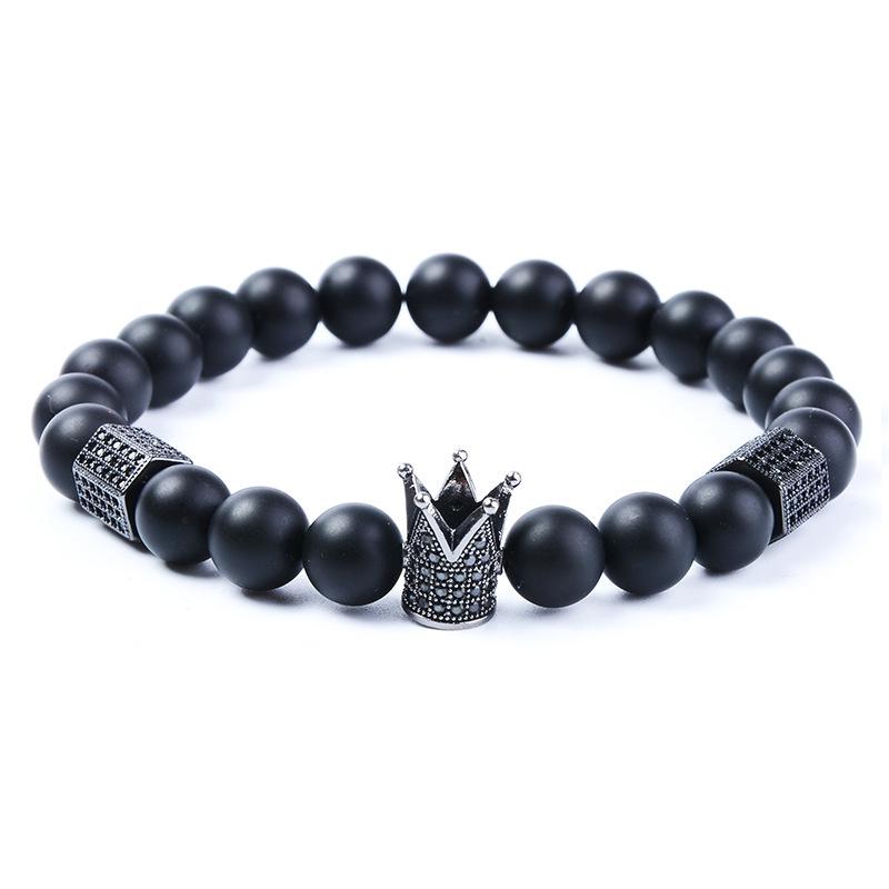 Copper Micro-inlaid Zirconia & Agate Bracelet чёрный