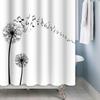 Simple Dandelion Shower Curtain Black White Plant Waterproof Note Bathroom Curtain Simple Bathtub Decoration