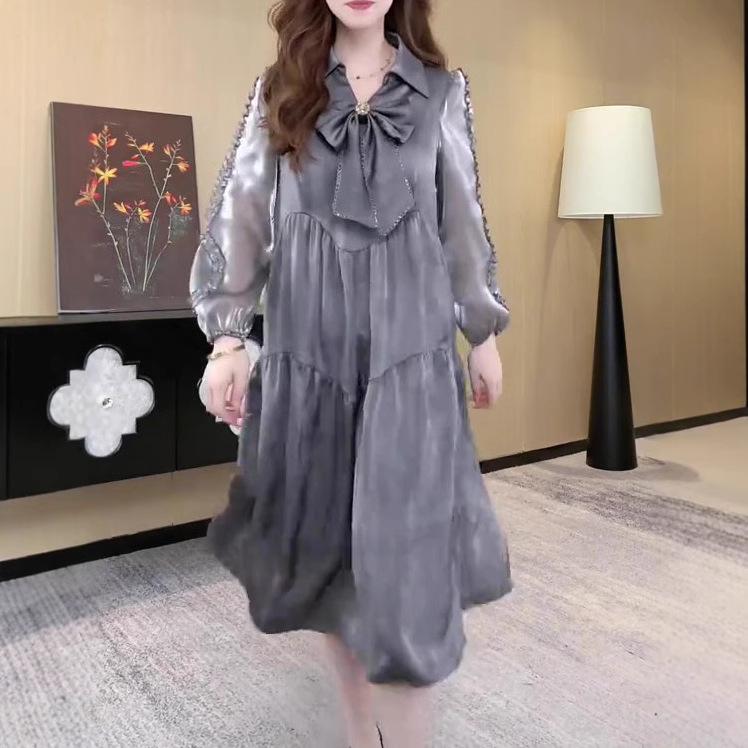 

Spring Plus Size Luxe Silk-Blend Loose Slimming Dress for Women 4XL (180-200 jin)