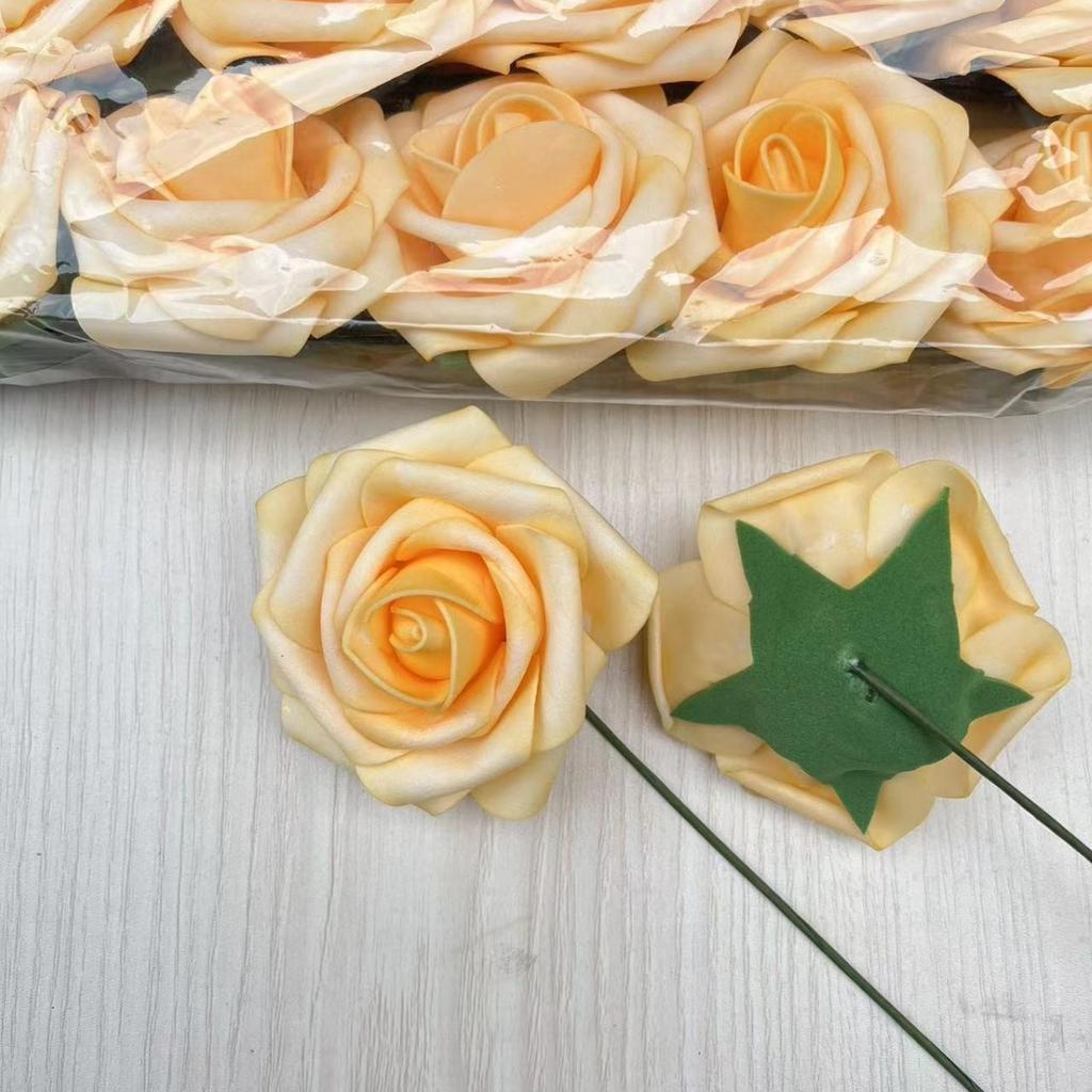 Gefärbte Pe-Schaumstoff-Blütenköpfe Hohe Imitation Farbverlauf Farbe Rose Valentinstag Bogen Handstrauß Material