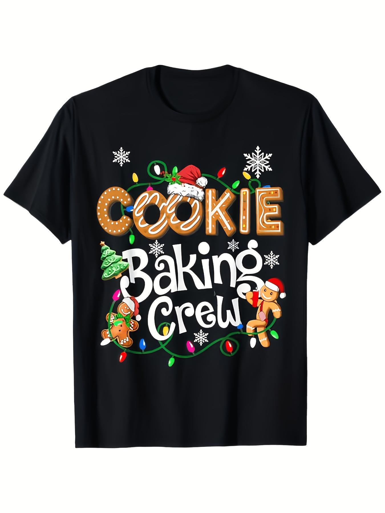 Unisex T-Shirt Y2K Cookie Baking Crew Christmas Black Loose Fit 3XL