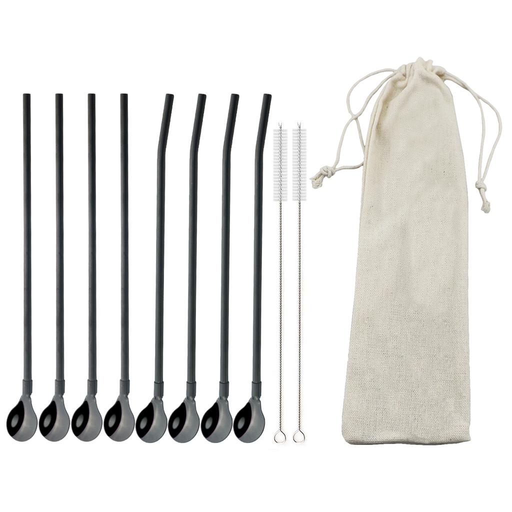 Cucchiaio di cannuccia riutilizzabile in acciaio inossidabile 18/10, cannuccia colorata, cucchiaio di cannuccia per cocktail, accessorio per mescolare il caffè e il bar del latte