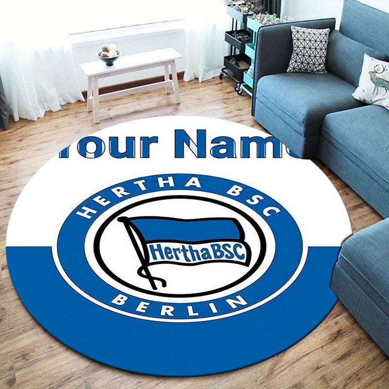 Hertha BSC Custom Name Round Area Rug,Carpet Rug for Living Room Bedroom Sofa Playroom Decor,Non-slip Floor Mat