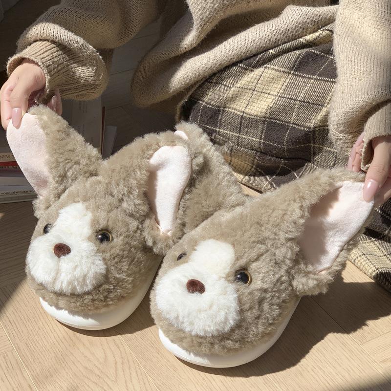 New Cartoon Devon Cat Slippers Winter Indoor Home Fleece Warm Thick Bottom Anti-skid Stomping Cotton Slippers