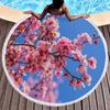 Cherry Blossom Round Beach Towel,Pink Romantic Cherry Blossom Sand Proof Beach Blanket Absorbent Quick Dry Pool Towel Picnic Mat