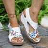 Fashion Women's Fashion Embroidered Wedge Sandals Summer New Round Toe Open Toe Soft Sole Non-Slip Roman Pump Shoes