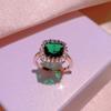 Emerald Ring Princess Zir*****Val Egg Square Diamond Index Finger Ring Three-Piece Jewelry