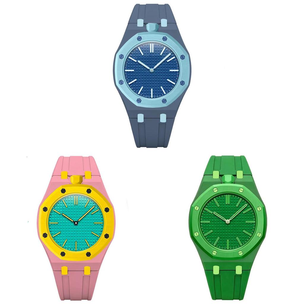 Mens Octagonal Quartz Watch With Silicone Strap For Fashion And Casual Wear