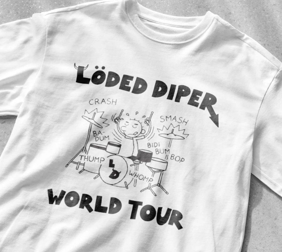 

Loded Diper World Tour T-Shirt, Diary of a wimpy kid shirt, rodrick rules shirt L
