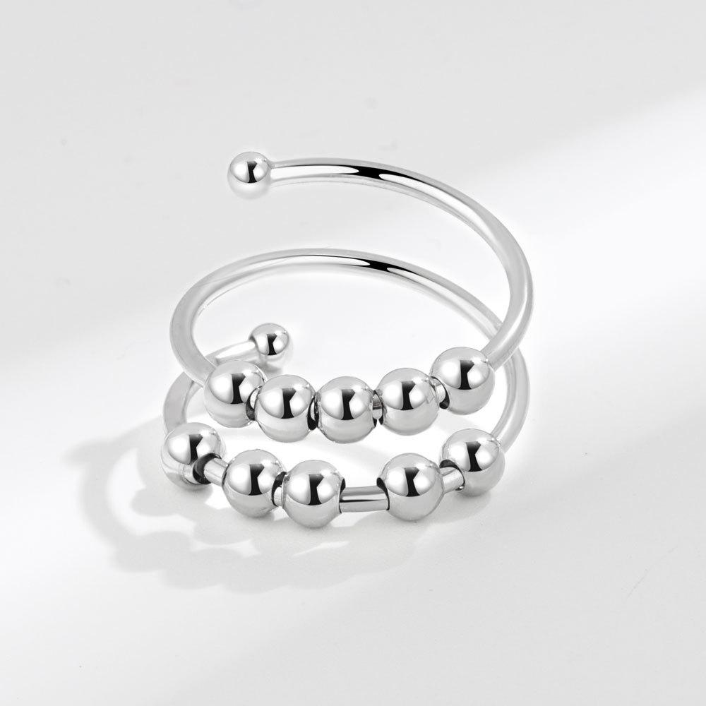 Anti Stress Anxiety Silver Ball Rings 925 Women Men Spinner Fidget Rings Vintage Gold Couple Anillos Jewelry Gift