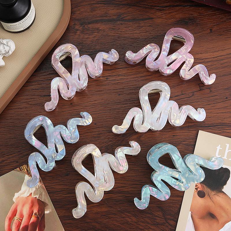 High-Grade Acrylic Jelly Color Hair Claw – Mermaid Princess Wave Clip