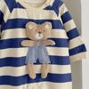 Levinjia Baby Strampler mit Streifen und kleinem Bären - Langarm-Body für Jungen und Mädchen für Frühling/Herbst