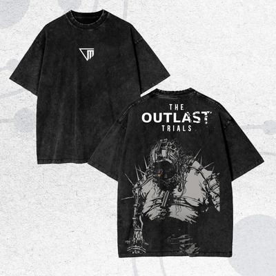 The Outlast Trials T-shirt Vintage Washed Horror Game Graphic Unisex Oversized Crew Neck Cotton Short Sleeve Tee Tops Hot Sale