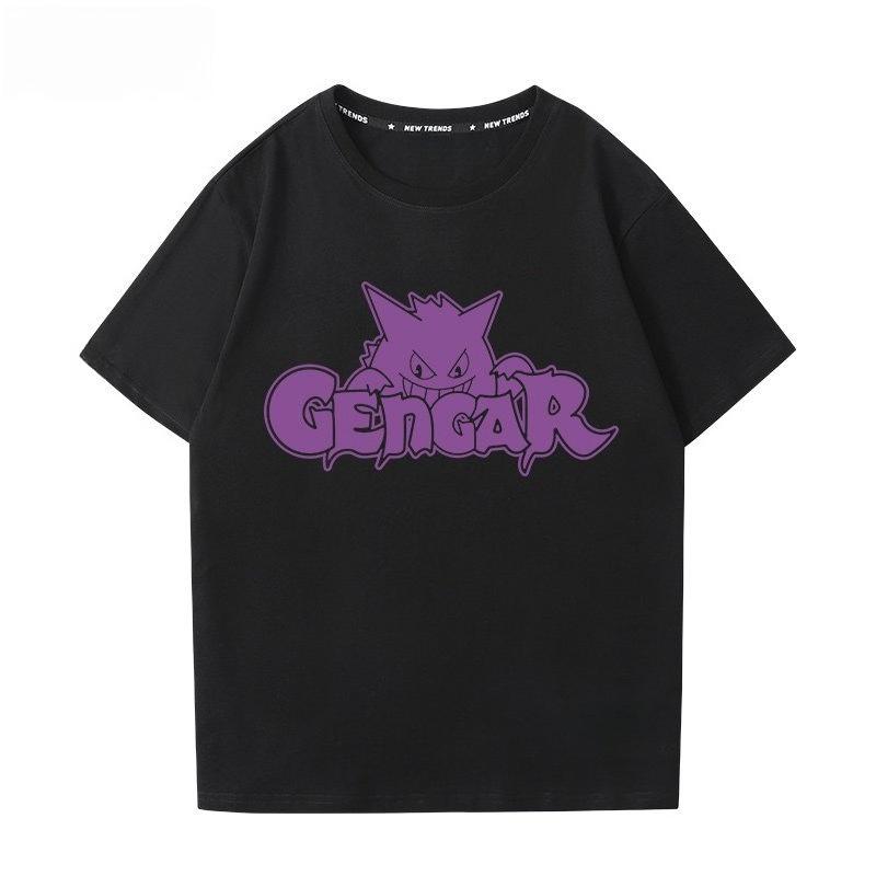 T-shirt με Εκτύπωση Pokémon Gengar 100% Βαμβακερό Ανδρικό Καλοκαιρινή Μόδα 2026 Oversize Street Casual Y2K Μπλούζες Ρούχα Streetwear