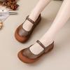 Fashion New Wide Toe Leather Shoes Women Mary Jane Flats Espadrilles Shoes Woman Vintage Loafer Roman Flats Ladies Fall Concise Moccasin