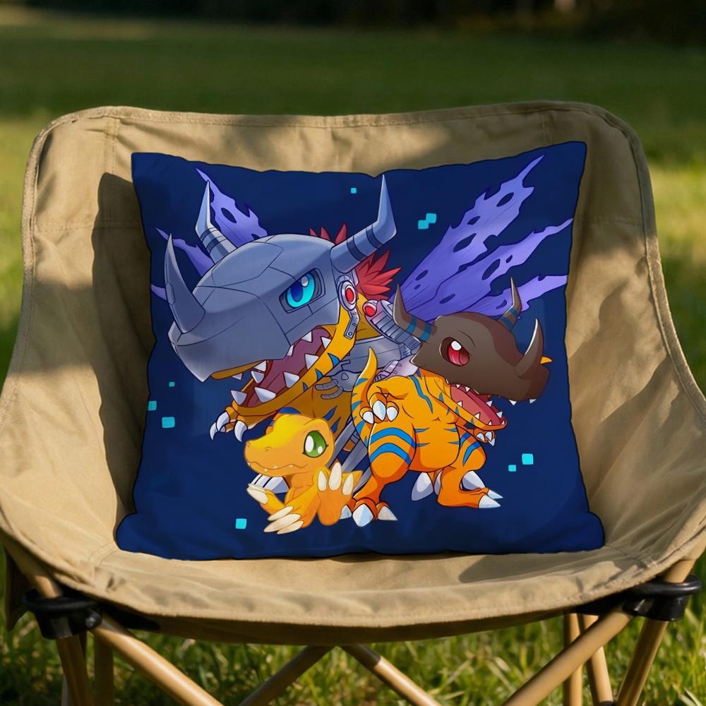 Cute DDigimonS Greymons Cushion Cover Soft Reversible Durable Pillow Cover MultiScene Use for Home Car Daily Comfort