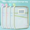 A4 Stationery Storage Bag Double-Layer Mesh Zipper Bag Large Capacity Organizer Folders School Office Supplies Stationary Bag