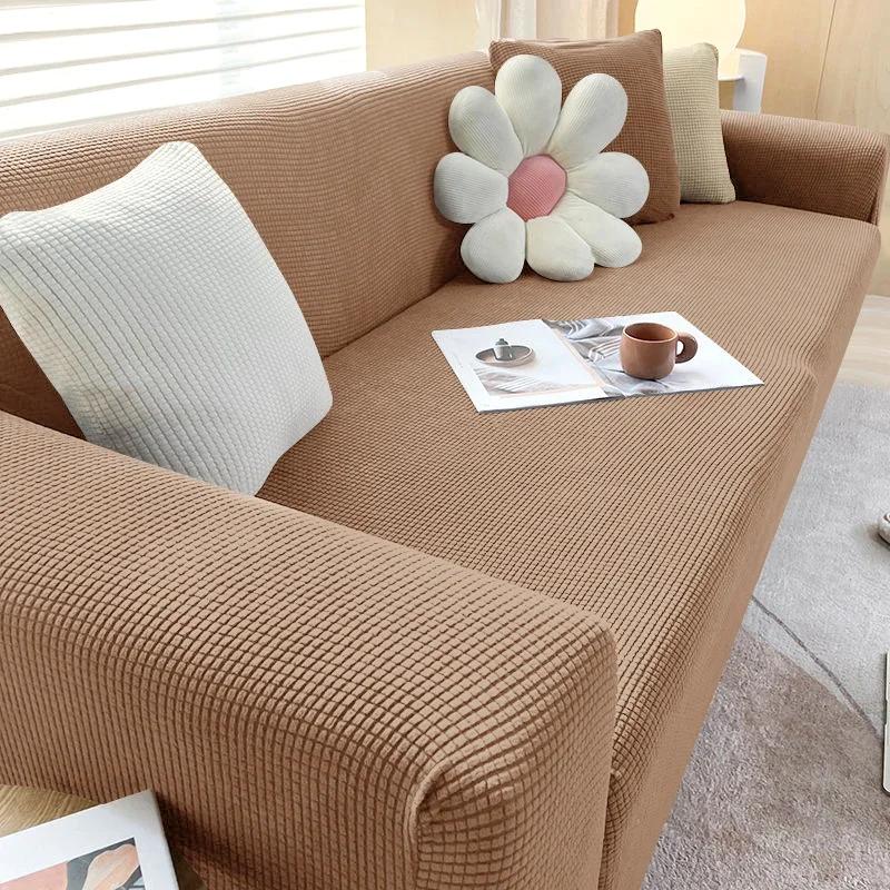 Elastic Jacquard Fabric Sofa Cover Stretch Couch Cover Sectional L Shape Sofa Slipcover Corner Case for Living Room 1/2/3/4 Seat