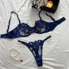 Sweet Lace Embroidered Mesh See-Through Lingerie Set