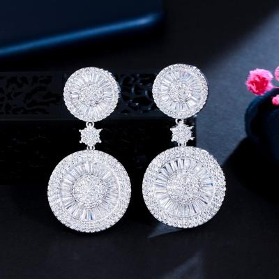 CMM Top Quality Stunning Cubic Zircon Micro Pave Bridal Big Round Drop Earrings for Wedding Gift Accessories