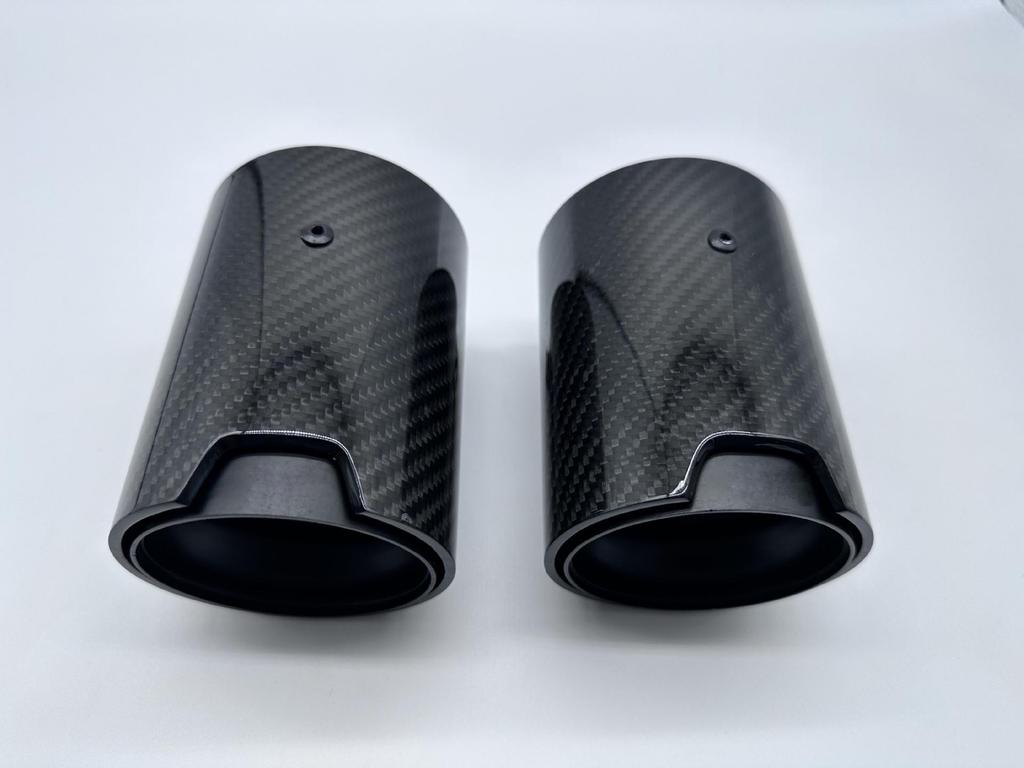 Glänzender Schwarzer Carbonfaser-Auspuffschalldämpfer & Endrohr für BMW M2, M4, E46, F30, F10.