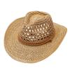 Cowboy Straw Hat With Wide Brim For Summer Outdoor Sunshade And Casual Wear