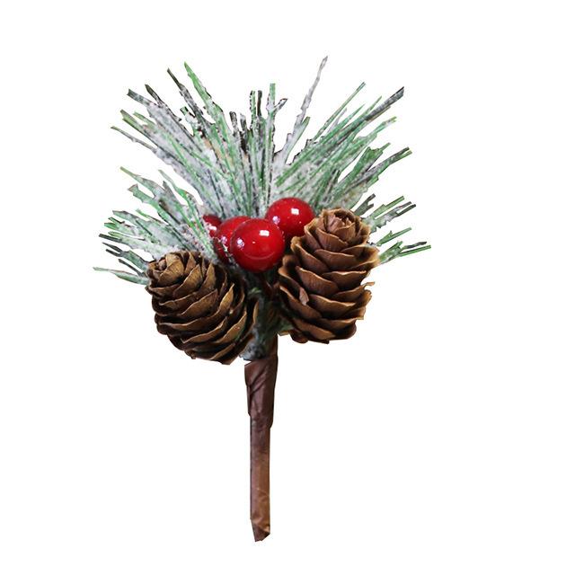 Christmas Cuttings Pine Needles Pine Cones Flower Branches Accessories Simulation Red Fruit Gift Box Decoration