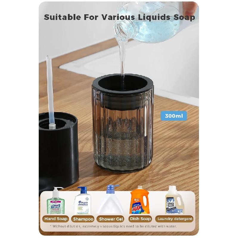 Kitchen 300ml Automatic Liquid Soap Dispenser USB Rechargeable Touchless Hand High Capacity Detergent Bathroom Dispenser