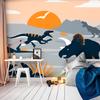 Fototapeta - Ostatnie Dinozaury Z Pomarańczowym - Abstrakcyjny Krajobraz Do Pokoju