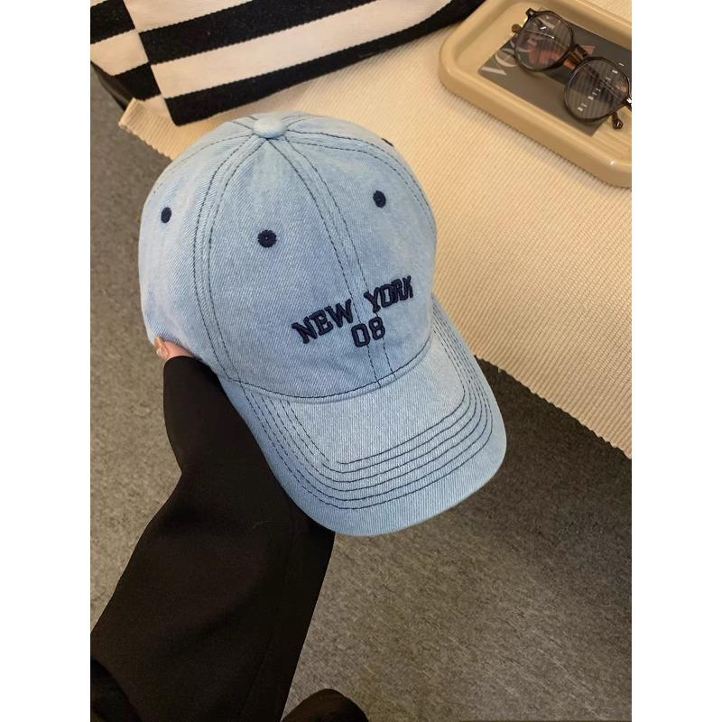 Spring and Summer Washed Retro Denim Embroidered Letter Baseball Cap Women's Casual Versatile Cap Men