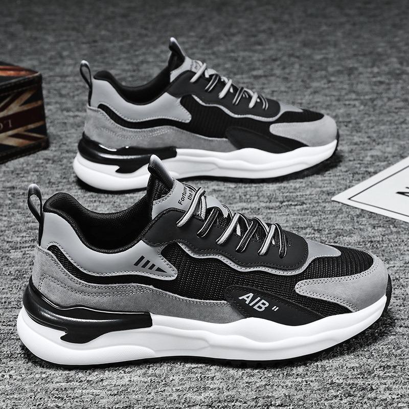 Men's Shoes Autumn Leather Sports Shoes Men's Versatile Casual Shoes Running Non-slip Heightening Tide Shoes Spring